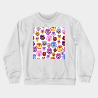 Watercolor Pansies Pattern Crewneck Sweatshirt